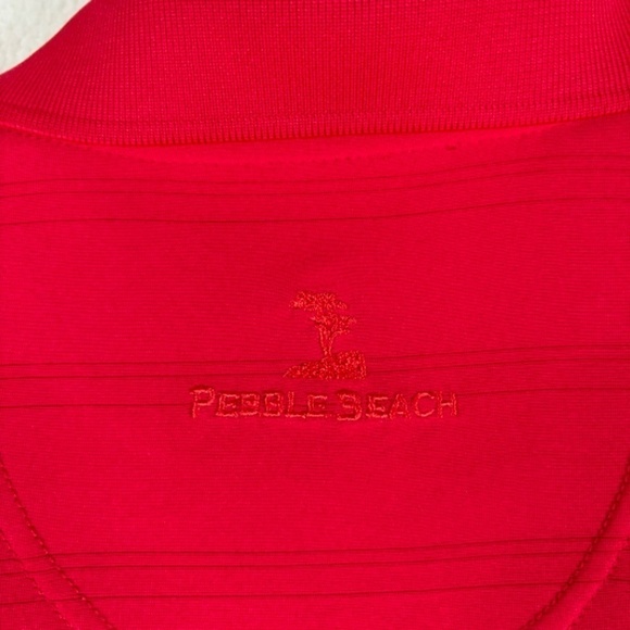 Pebble Beach Performance Golf Polo Shirt Red with Red Stripes Size L - Picture 6 of 11